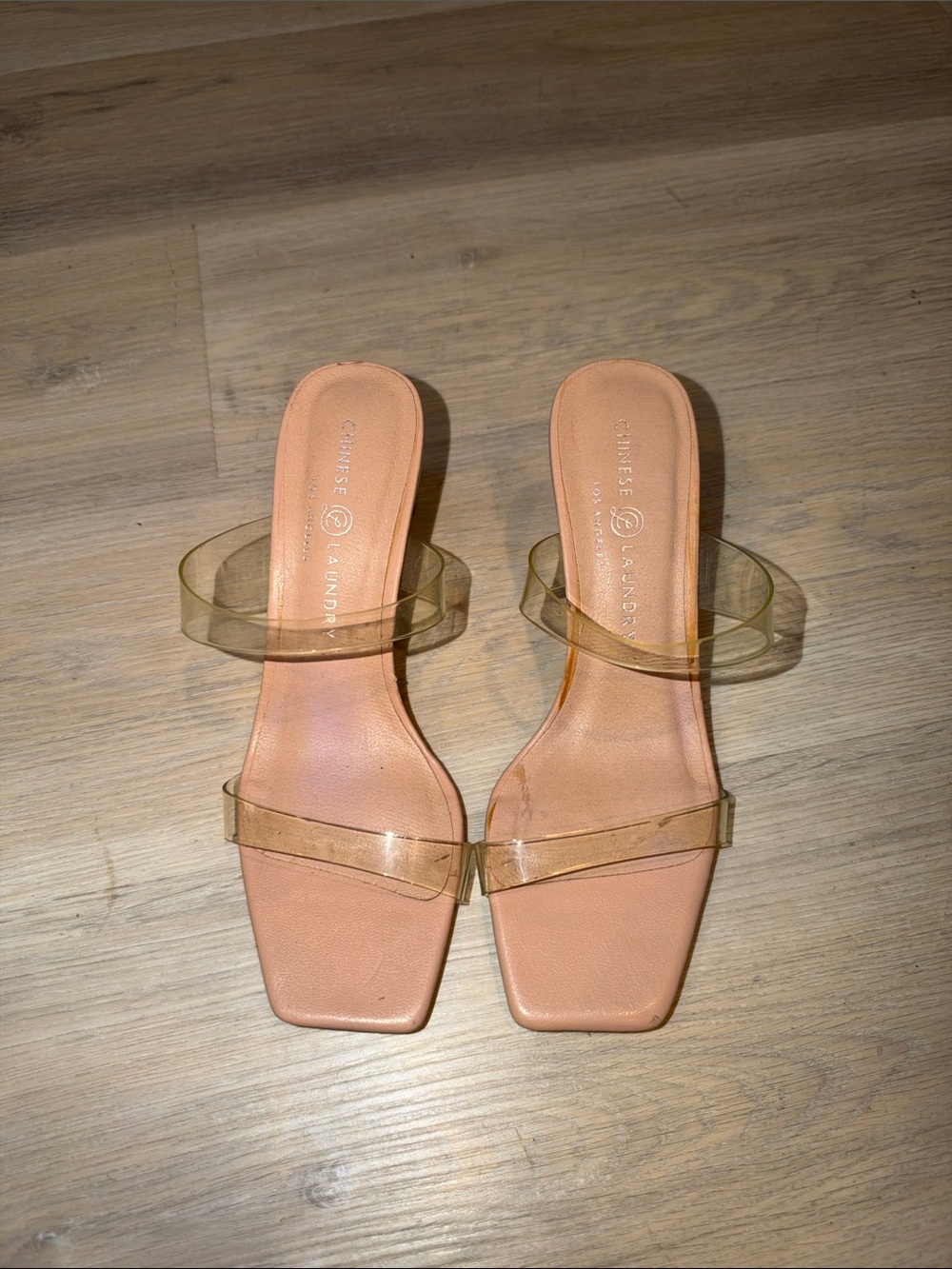 Chinese Laundry Nude Clear Strap Heels